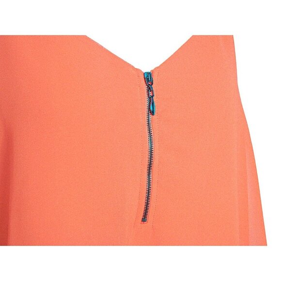 Torrid Bright Coral Orange Zipper Front Thin Strap Tank Top Flare Bottom Sz 0 L - Picture 3 of 12